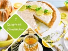 Collage aus Bildern von Rezepten mit Zitrusfrüchten