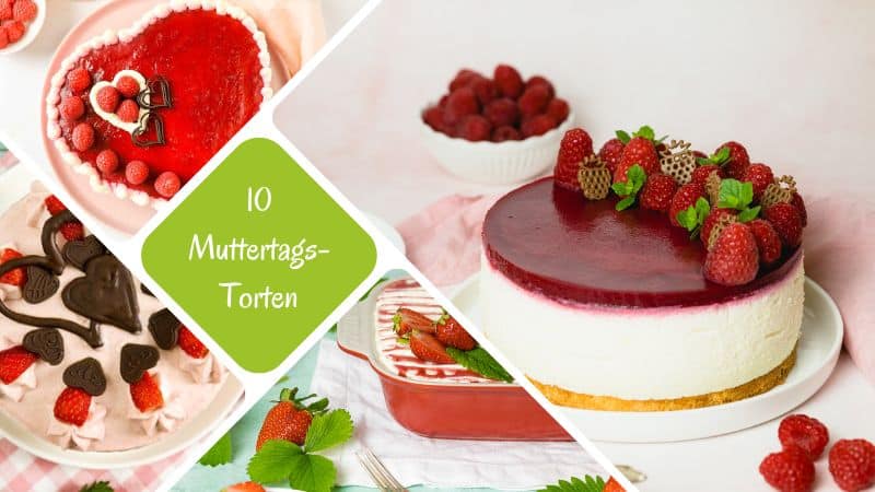 10 Vorschläge für Torten zum Muttertag, die Du selber backen kannst. Von fruchtig bis schokoladig ist alles dabei.