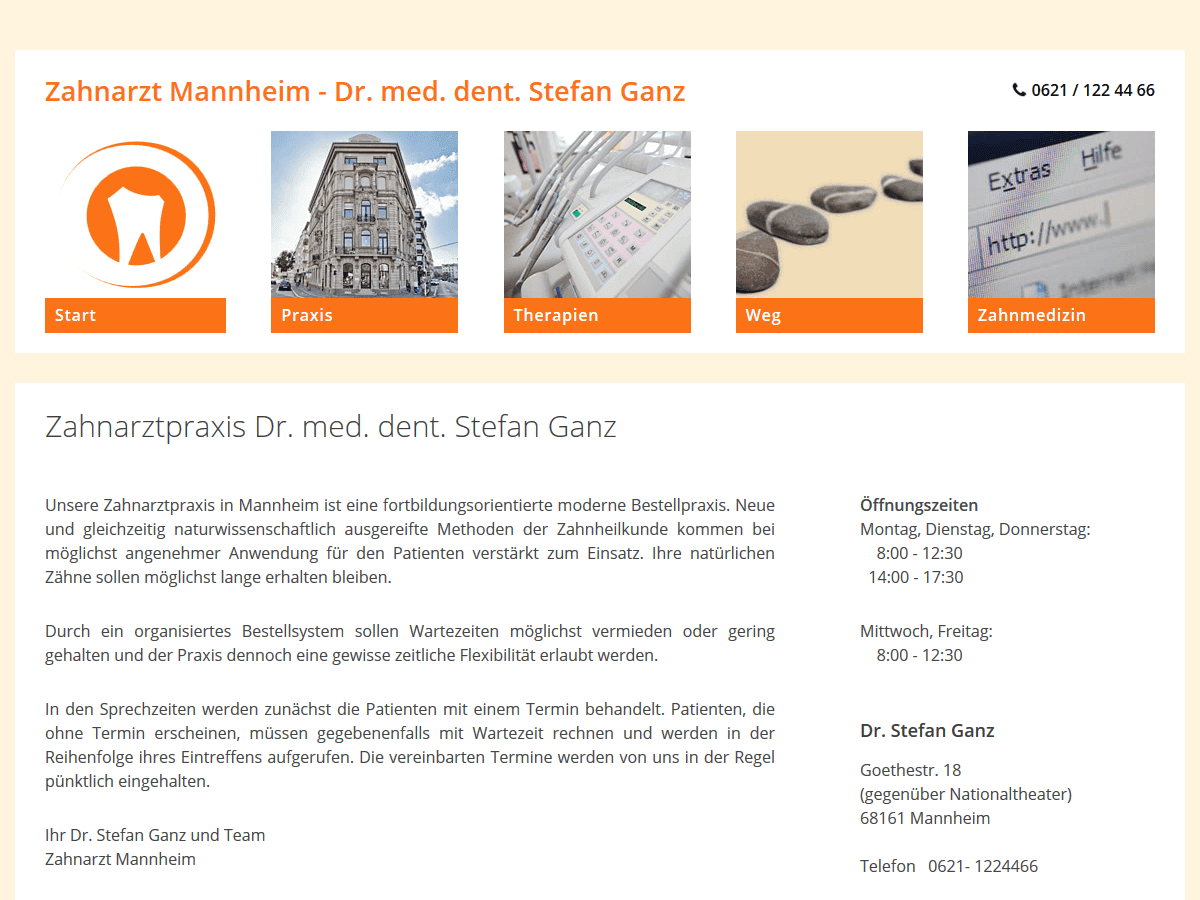 responsive Webdesign Dr. Ganz, Mannheim, Zahnarzt