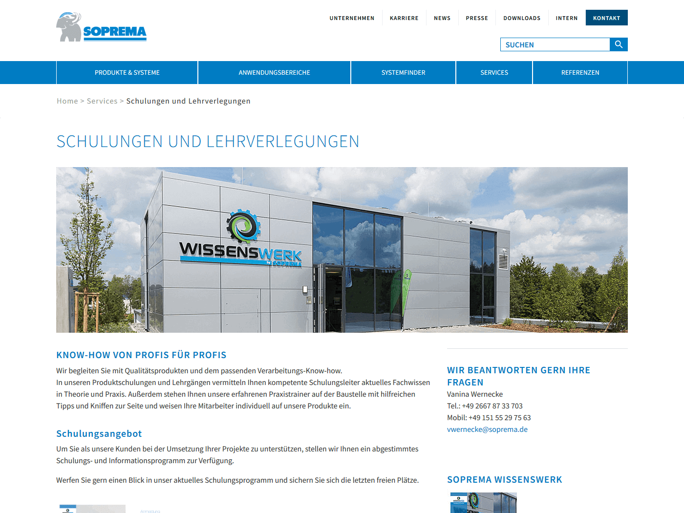 responsive Webdesign Soprema GmbH, Schulungen