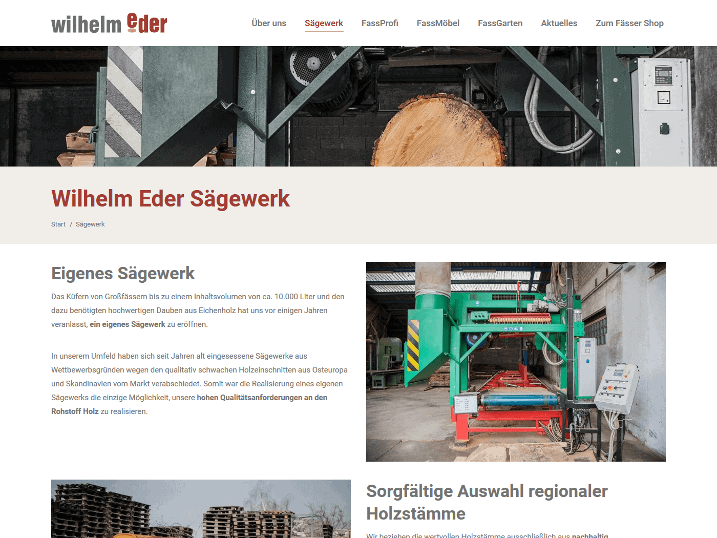 responsive Webdesign Wilhelm Eder GmbH, Sägewerk