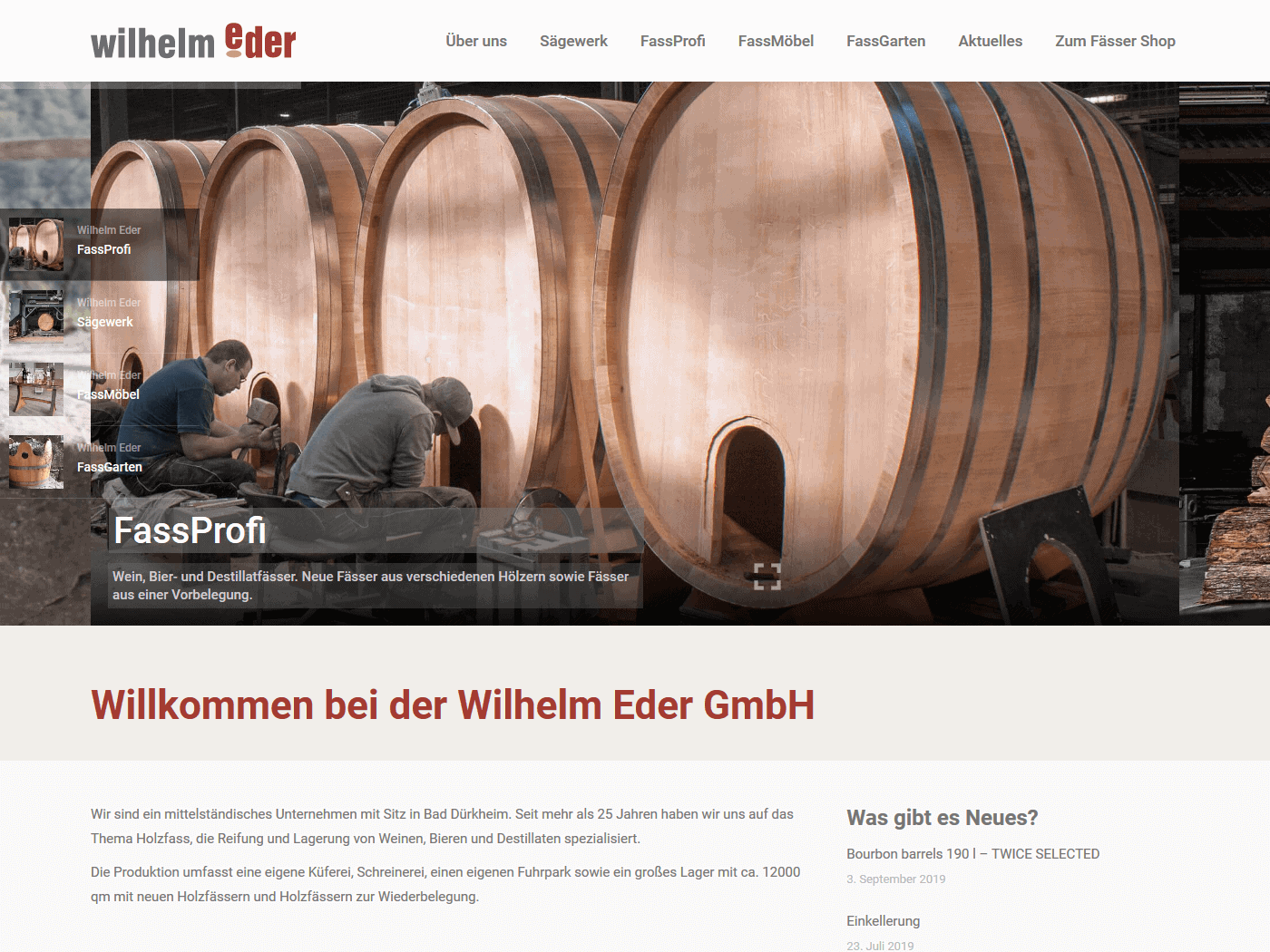 responsive Webdesign Wilhelm Eder GmbH, Startseite