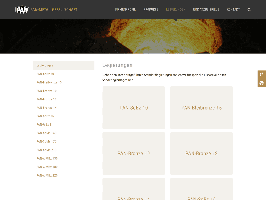 responsive Webdesign PAN Metallgesellschaft