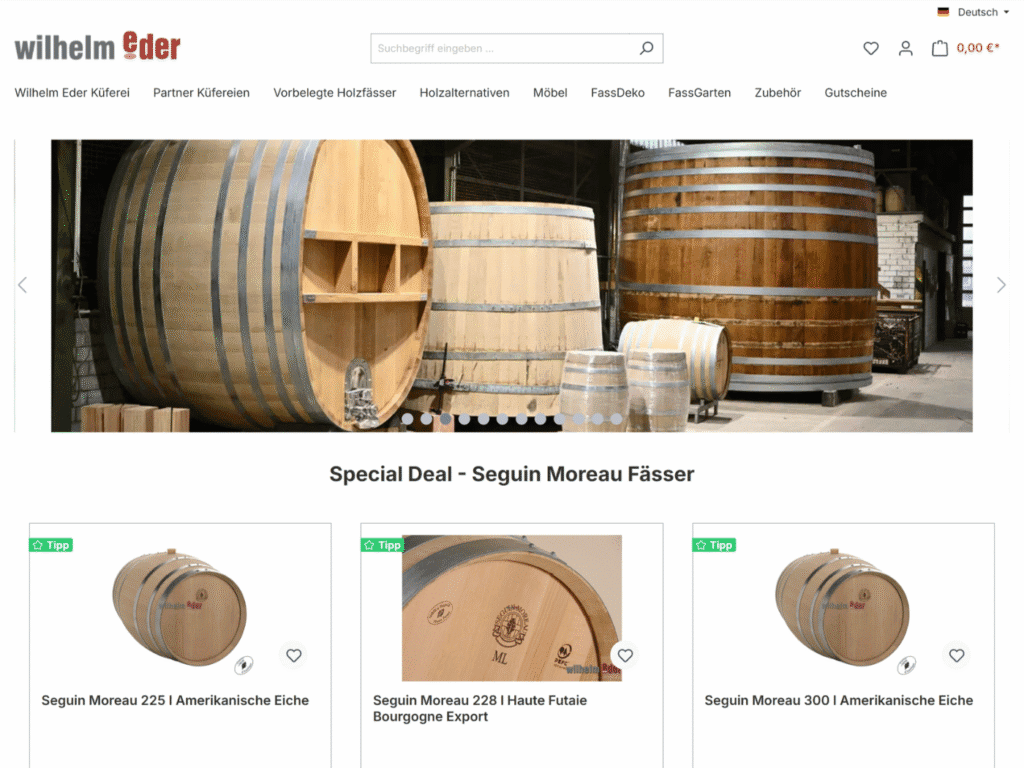 Webdesign Shopware Shop faesser-shop.de Startseite