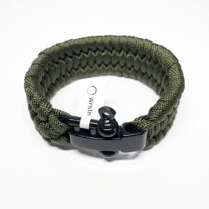Paracord bracelet wide braided dark green