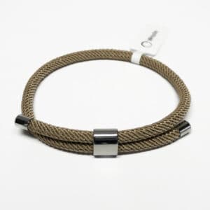 Paracord bracelet adjustable light brown stainless steel