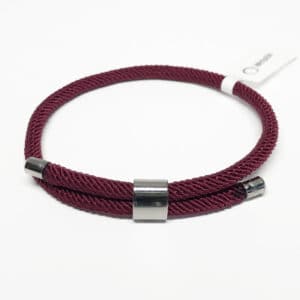 Paracord bracelet adjustable dark red stainless steel