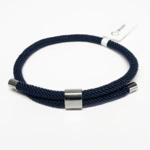 Paracord bracelet adjustable dark blue stainless steel