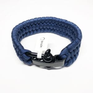 Paracord bracelet wide braided dark blue