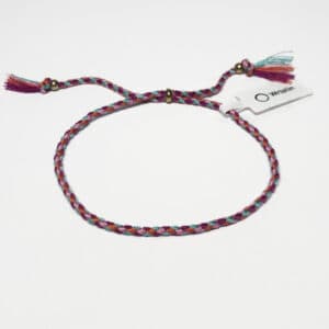Tibetan braided bracelet pink/orange/turquoise