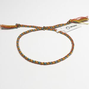 Tibetan braided bracelet orange/yellow/blue