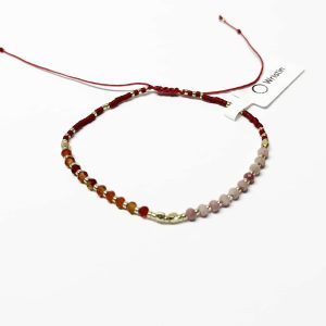 Beaded bracelet subtle rose quartz and red agate