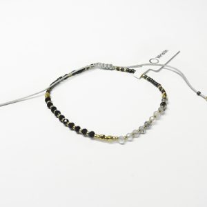 Beaded bracelet subtle onyx and tourmaline quartz