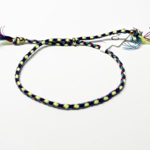 Tibetan braided bracelet purple/green/blue
