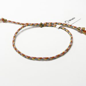 Tibetan braided bracelet blue/yellow/pink