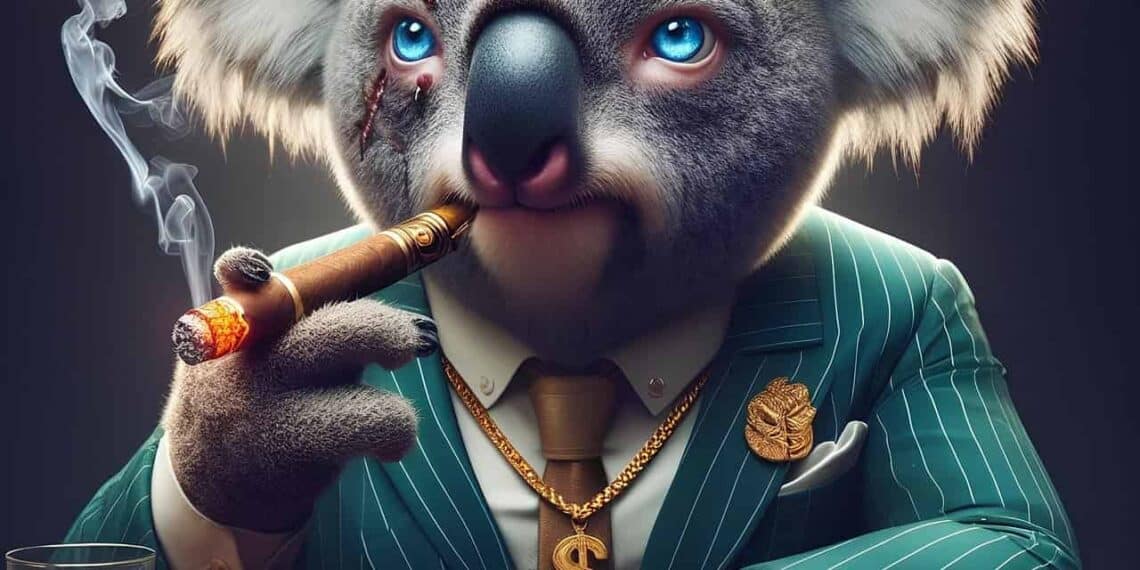 Ai generated koala gangster with money