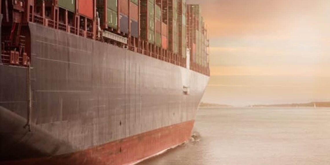 Ship loaded with shipping containers