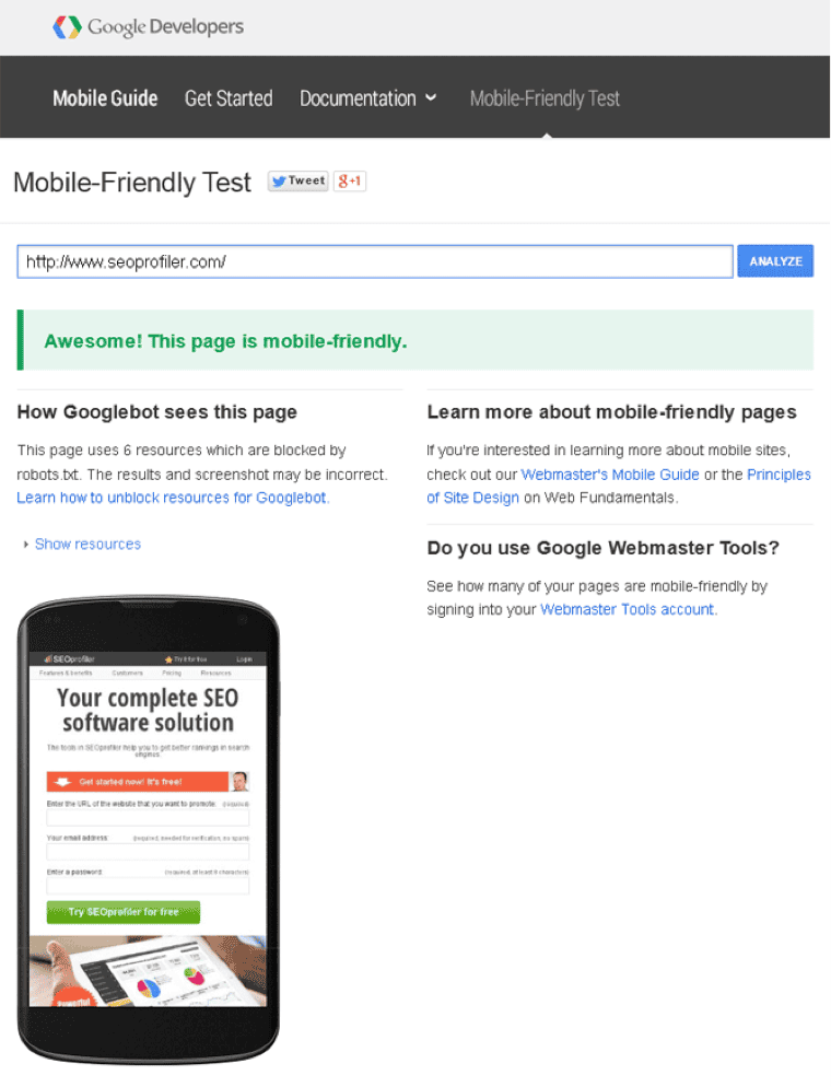 responsive test