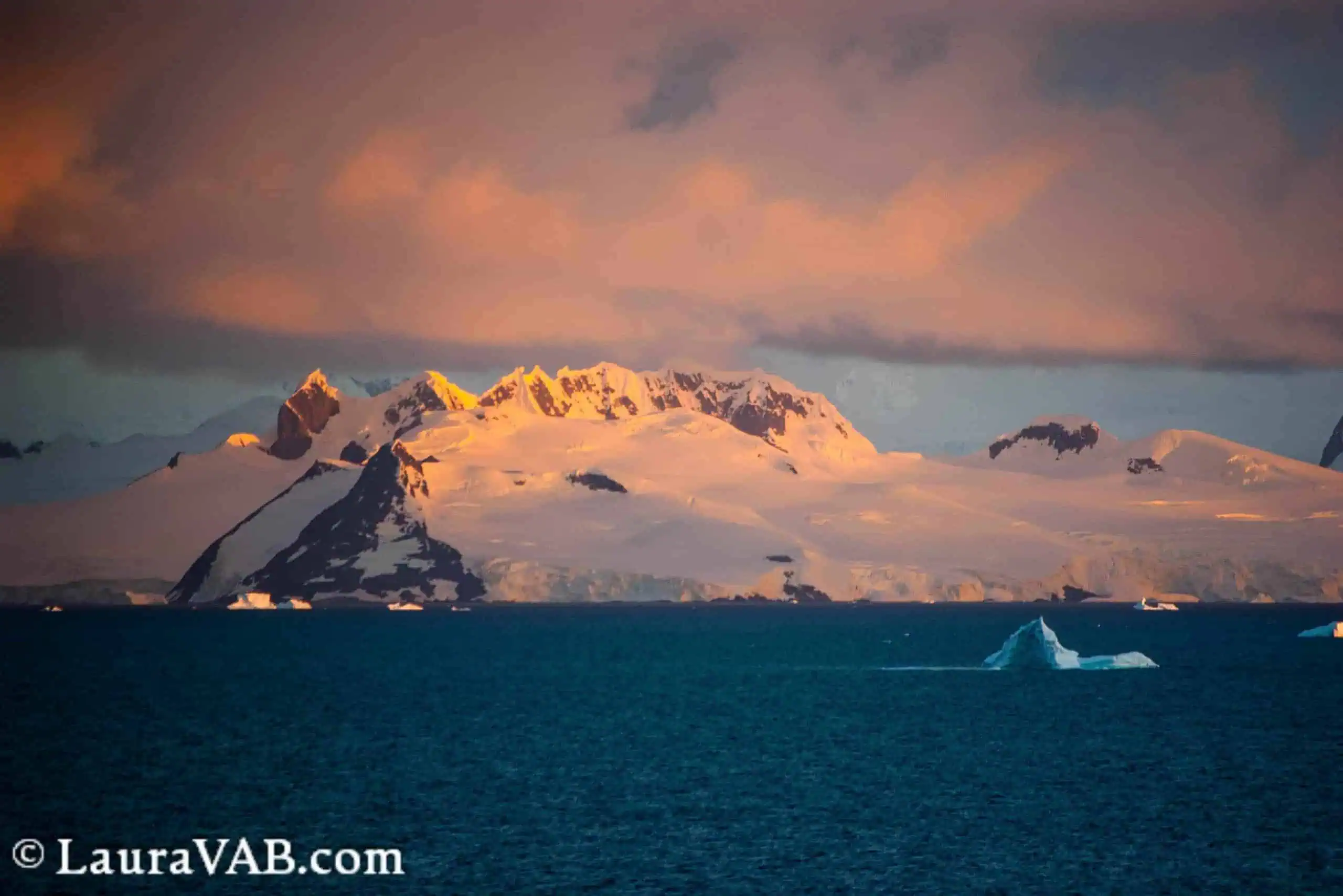 setting sun on the ice