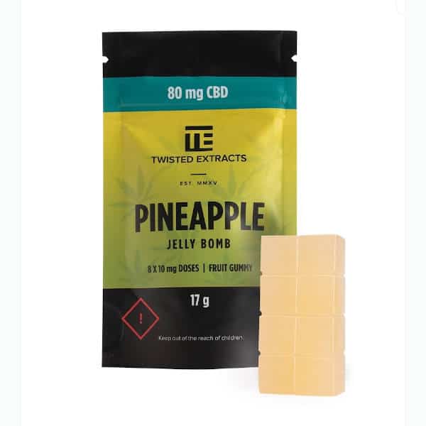 twisted extract pineapple cbd jelly bomb and package