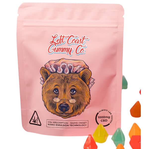 package of left coast gummies with 1000mg of cbd