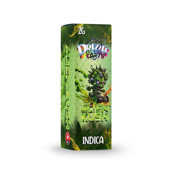 package of drizzle factory cartridge with alien kush strain