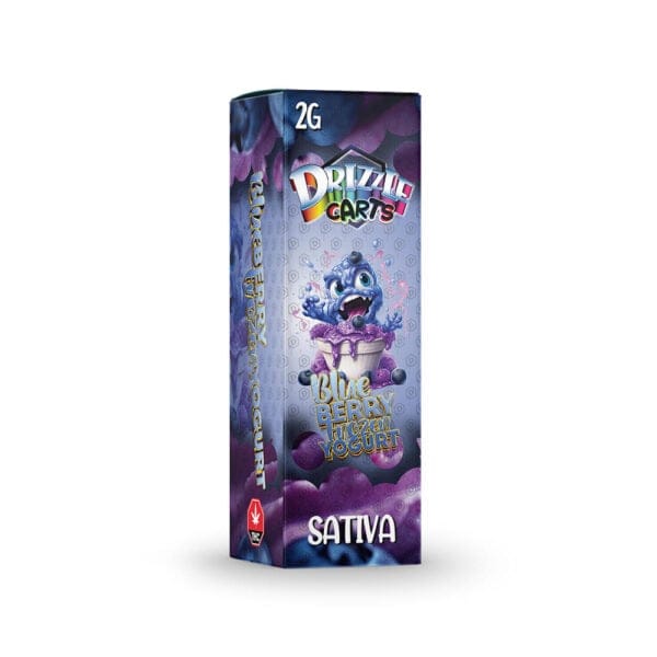 package of drizzle factory vape cartridge in blueberry frozen yogurt flavour