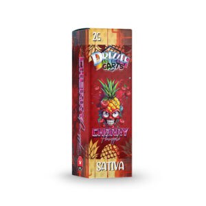 package of a drizzle factory vape cartridge in cherry pineapple