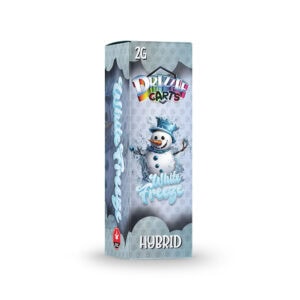 package of drizzle factory cartridge in white freeze strain