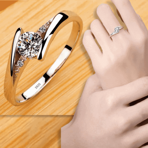 Engagement ring crafted of premium quality pure solid 925 sterling silver, stamped S925