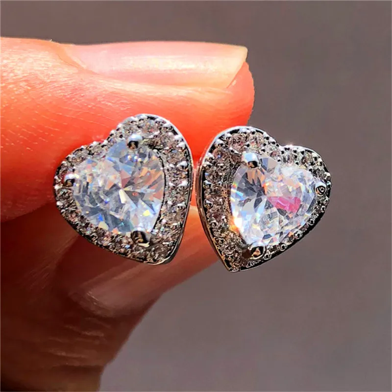 Cubic Zirconia Heart Shaped Earrings