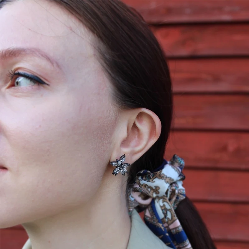 Silver Flower Stud Earrings