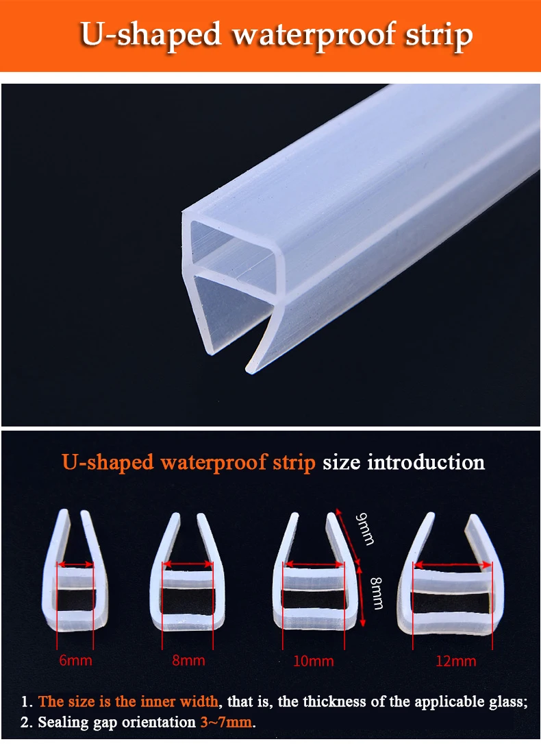 5M Silicone Rubber Window Sealing 6/8/10/12mm F U h Corner Shape Door Weather Strip Draft Stopper For Shower Room Acoustic Panel