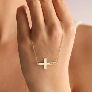 Alskar® Custom Engraved Cross Baptism Necklace