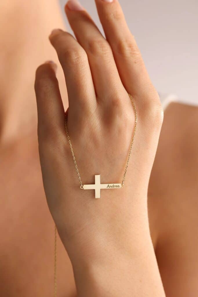 Alskar® Custom Engraved Cross Baptism Necklace