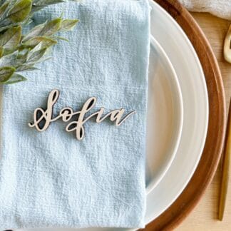 Custom Wedding Guest Names Wooden Place Card