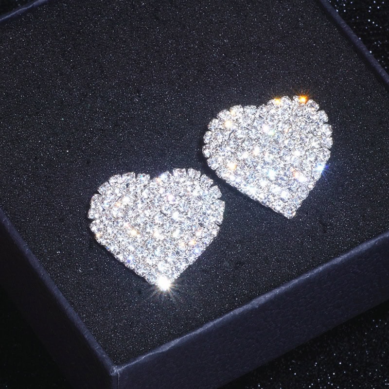 2020 New Design Luxury Crystal Heart Stud Earrings Fashion Big Love Earrings For Woman Romantic Wedding Jewelry Accessories