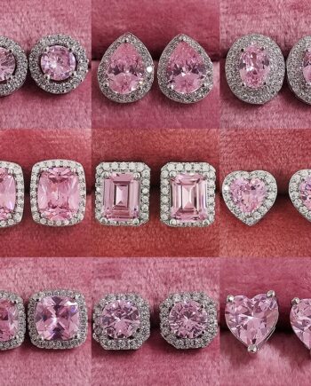 925 Sterling Silver Shinning Small White or Pink Zircon Earrings