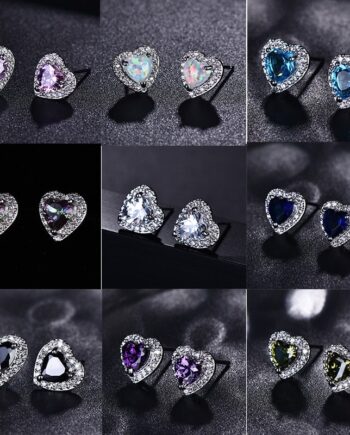 Small White Gold-Filled ‘Opal Heart’ Stud Earrings | 20 Colors