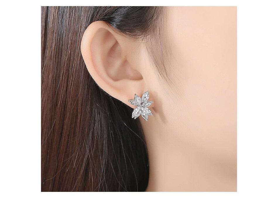 Silver Flower Stud Earrings