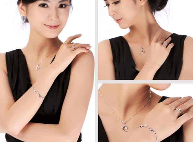 Hot Popular Exquisite Animal 925 Sterling Silver Jewelry Creative Double Dolphin Hypoallergenic Female Opening Rings SR289