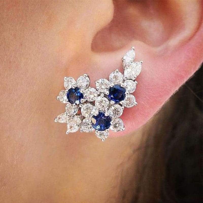 Brilliant Blue or Purple ‘Triple Flower’ Earrings