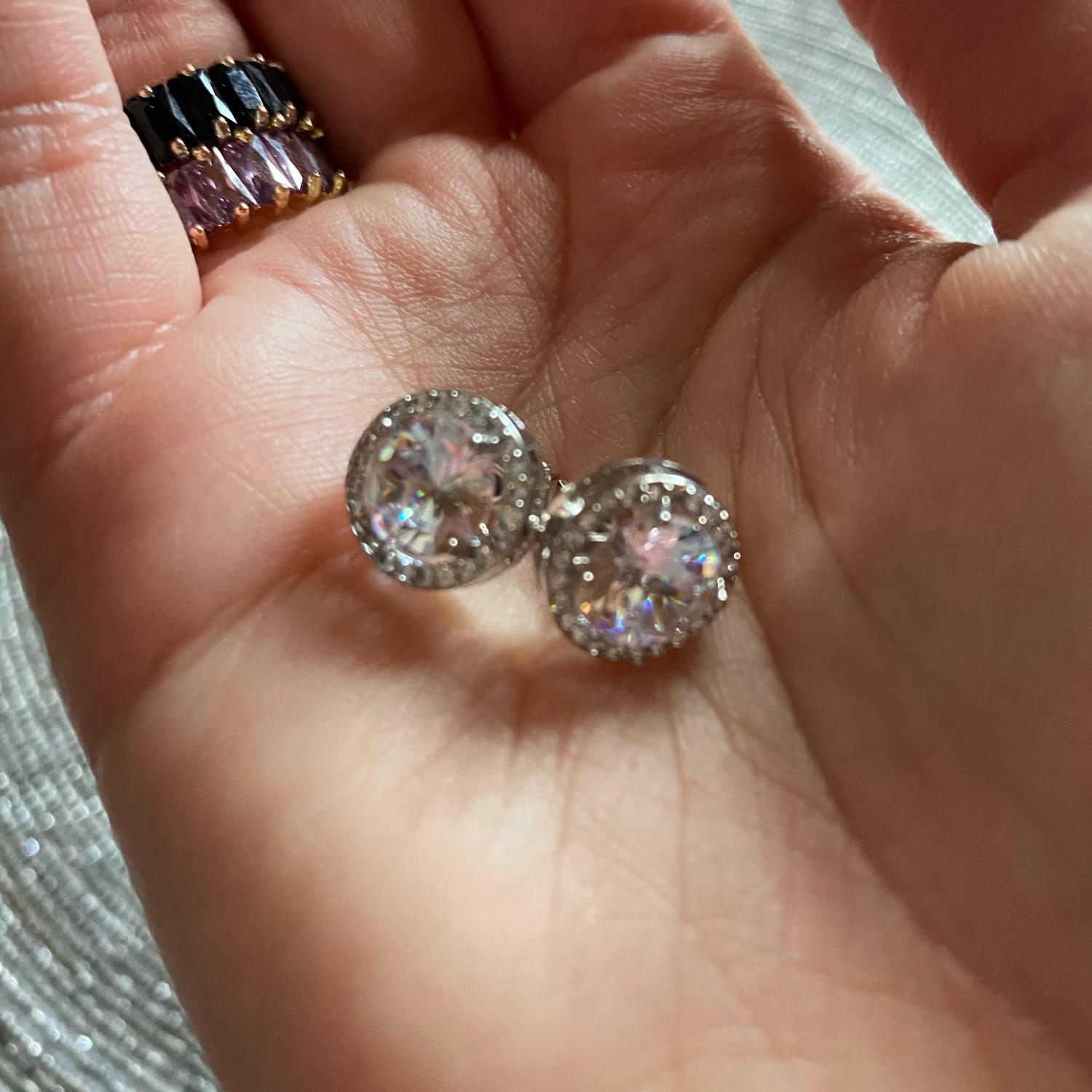 Gold or Silver Round Crystal Earrings