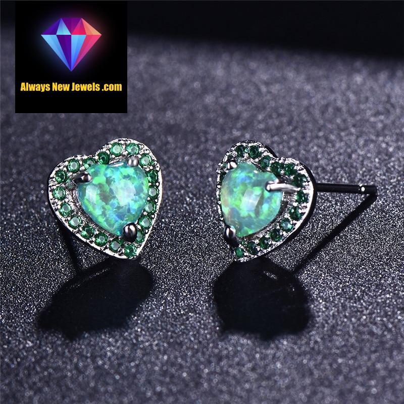 Small White Gold-Filled ‘Opal Heart’ Stud Earrings | 20 Colors