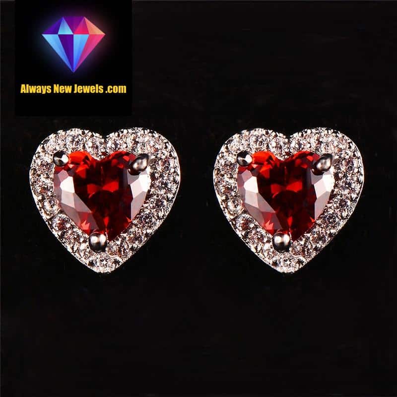 Small White Gold-Filled ‘Opal Heart’ Stud Earrings | 20 Colors