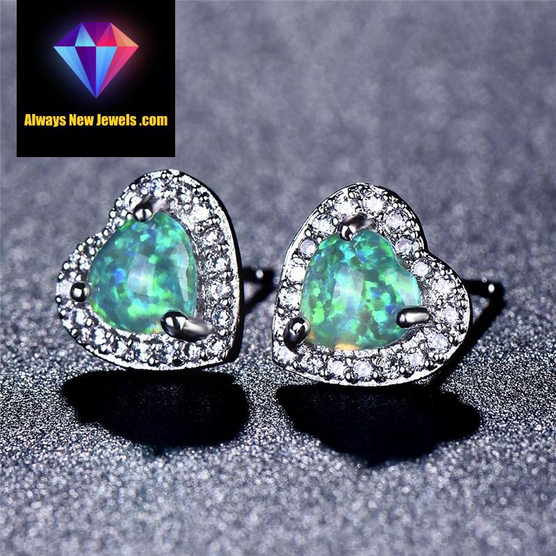 Small White Gold-Filled ‘Opal Heart’ Stud Earrings | 20 Colors