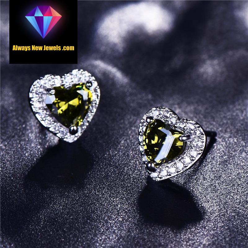 Small White Gold-Filled ‘Opal Heart’ Stud Earrings | 20 Colors