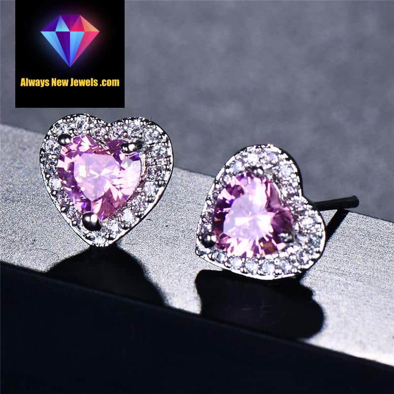 Small White Gold-Filled ‘Opal Heart’ Stud Earrings | 20 Colors