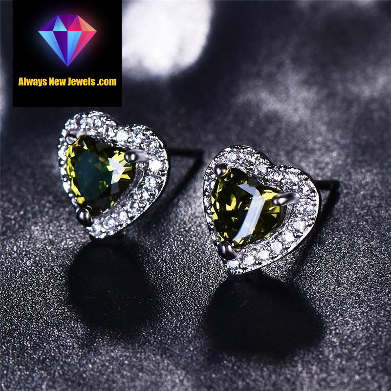 Small White Gold-Filled ‘Opal Heart’ Stud Earrings | 20 Colors