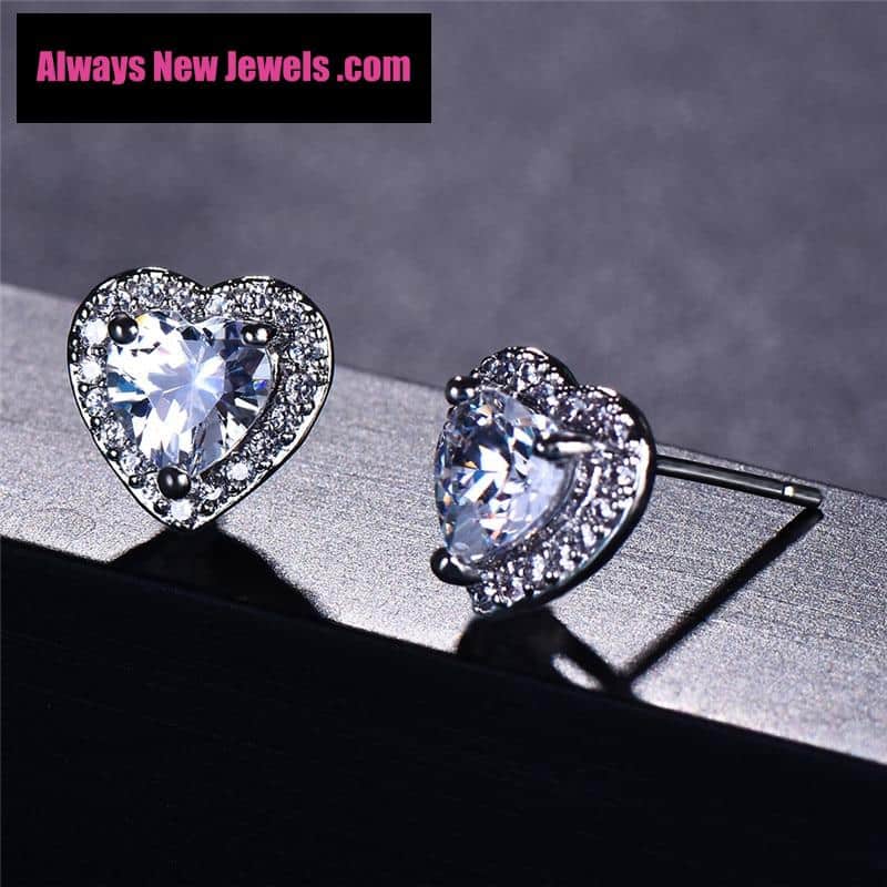 Small White Gold-Filled ‘Opal Heart’ Stud Earrings | 20 Colors